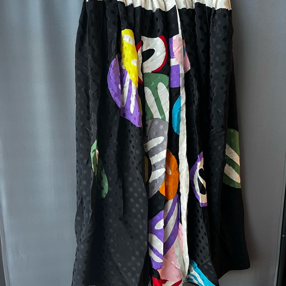 Vintage Michaele Vollbracht 100% Silk Skirt with Colorful Abstract Panels Small